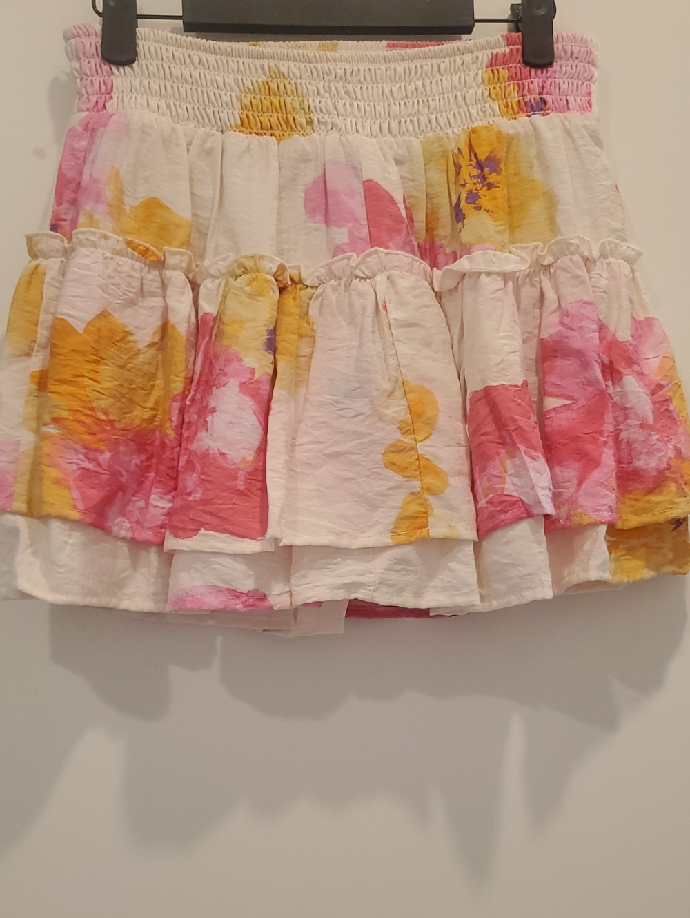 Women’s Floral Tiered Mini Skort - Pink & Yellow